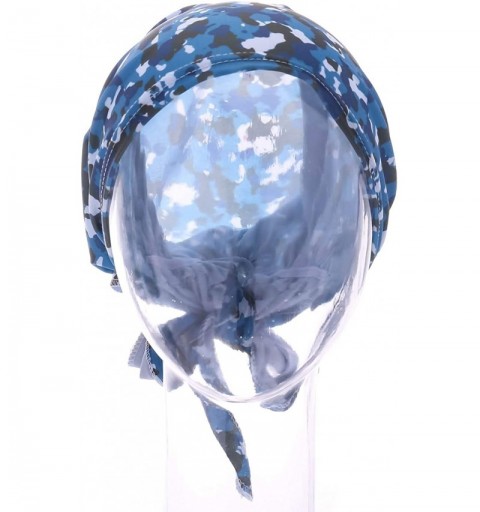 Skullies & Beanies Women Chemo Headscarf Pre Tied Hair Cover for Cancer - Navy Camouflage - CP198KNLM8D $12.69