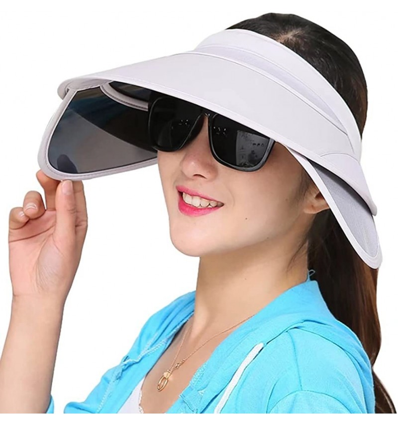 Womens Sun Hats with Retractable Visor Wide Brim Plastic Sun Visor UV ...